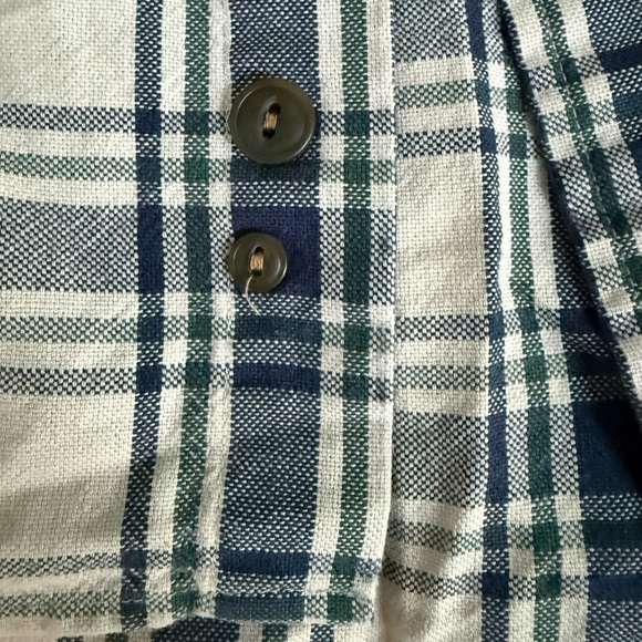 Abercrombie & Fitch The Big Shirt L Blue Green Plaid Cotton Button-Down - Picture 2 of 10